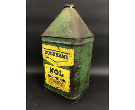 A Duckham's NOL Engine Oil 'Thirty' five gallon pyramid can.