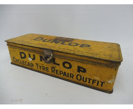 A Dunlop Cyclecar Tyre Repair Outfit rectangular tin.