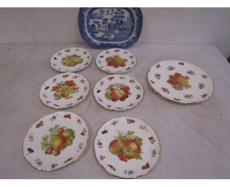 Hammersley fine bone china set of 5 plates and a charger with fruit design plus a meat plate
