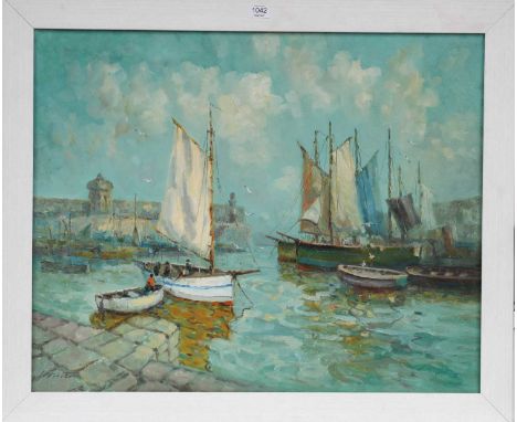 Laszlo Ritter (1937-2003)Extensive seascape, reputedly Falmouth, CornwallSigned, oil on canvas, 60cm by 75cm