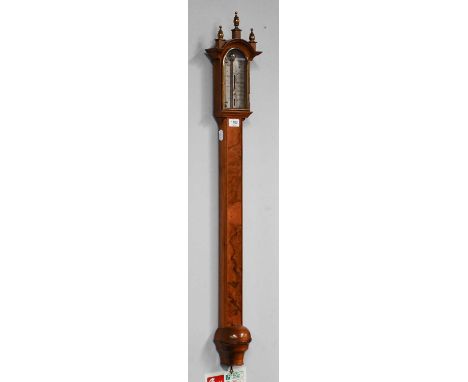 An 18th century style stick barometer, single vernier silvered dial signed Comitti, Holburn, 20th century