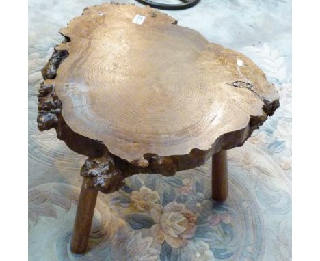WALNUT OCCASIONAL TABLE. Walnut tree trunk occasional table