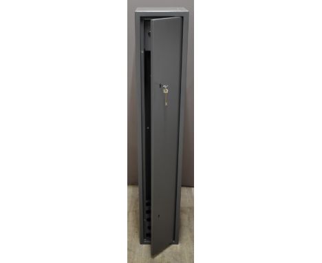 Metal gun safe or cabinet with internal ammunition section, keys and fitting kit, 25.5 x 27 x 148cm