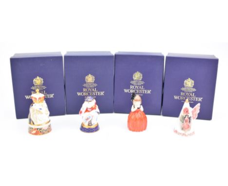 Four Royal Worcester candle snuffers comprising Poppy Fairy, Lion, Chinese Year of the Monkey and Hush, all with boxes, talle