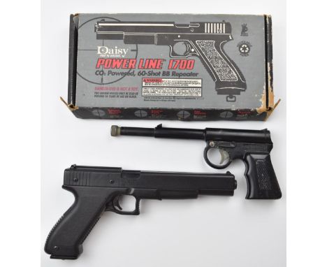 Two vintage air pistols Daisy Power Line 1700 CO2 .177 Repeater serial number 079605560, in original box with operation manua