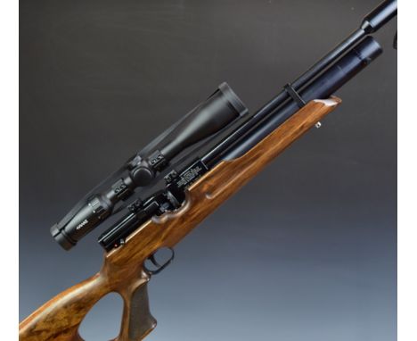 Weihrauch HW100 .22 PCP air rifle with 15 shot magazine, textured grip, skeleton stock, adjustable hair trigger, raised cheek