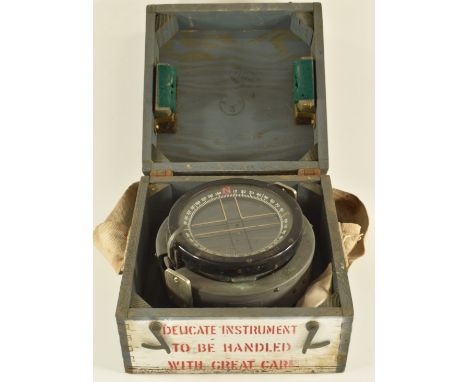 WW2 compass type P11 No.11242, AM under crown to cartouche and ink stamped 23rd March 1944 to case lid, case dimensions W18 x