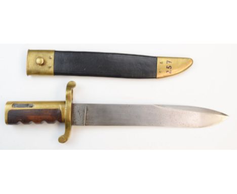 Replica American 1861 pattern Dalgren knife bayonet for the US Navy Plymouth Whitneyville rifle with wooden handle, brass hil