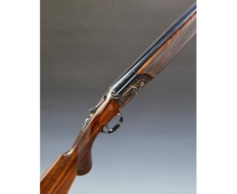 John Macnab Highlander 20 bore over and under ejector shotgun with engraved scenes of birds the named locks, engraved birds a