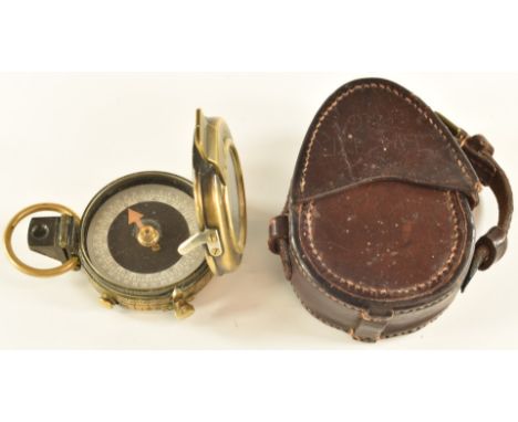 WW1 British marching compass by Verners no71088 dated 1917, in leather case stamped R Stafford 1917, also crudely inscribed 2