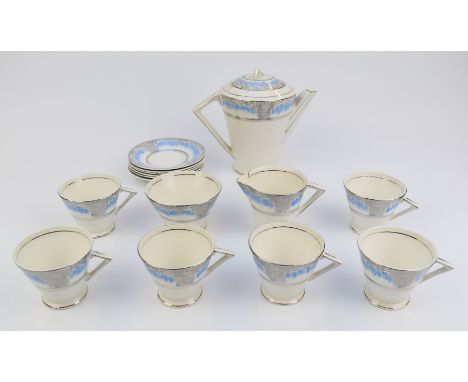 Fifteen pieces of Art Deco porcelain tea ware with 'Palissy' to base