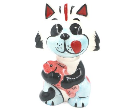 Lorna Bailey cat, Good Catch, H: 14 cm, no cracks or chips. P&amp;P Group 1 (£14+VAT for the first lot and £1+VAT for subsequ