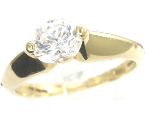 14ct gold and cubic zirconia solitaire ring, size U/V, 4.1g. P&amp;P Group 1 (£14+VAT for the first lot and £1+VAT for subseq