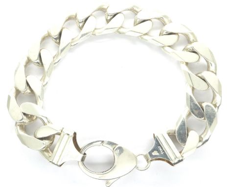 Heavy duty 925 silver curb wrist chain, 86g, L: 22 cm. P&amp;P Group 1 (£14+VAT for the first lot and £1+VAT for subsequent l