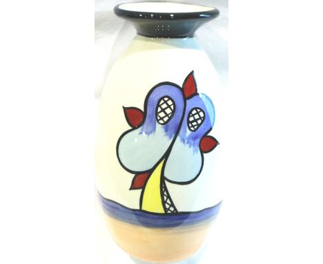 Lorna Bailey lipped vase, marked Lakeside Colourway, H: 20 cm, no cracks or chips. P&amp;P Group 1 (£14+VAT for the first lot