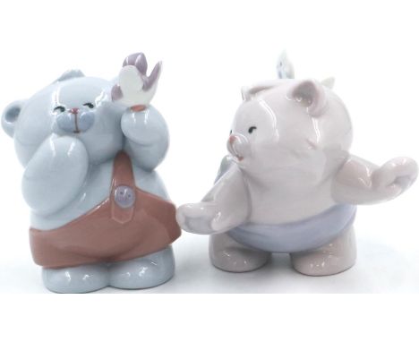 Two Nao figurines to include a cat and bear, largest H: 12 cm, no cracks or chips. P&amp;P Group 2 (£18+VAT for the first lot