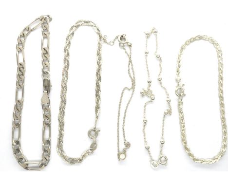 Five 925 silver bracelets, largest L: 22 cm. P&amp;P Group 1 (£14+VAT for the first lot and £1+VAT for subsequent lots) 