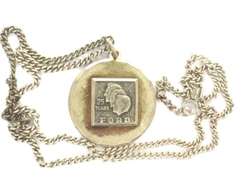 Fords Retirement sterling silver pendant and neck chain, boxed, chain L: 44 cm, pendant D: 25 mm, combined 14g. P&amp;P Group