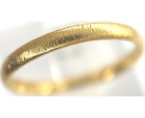 22ct gold wedding band, size L, 2.1g. P&amp;P Group 1 (£14+VAT for the first lot and £1+VAT for subsequent lots) 