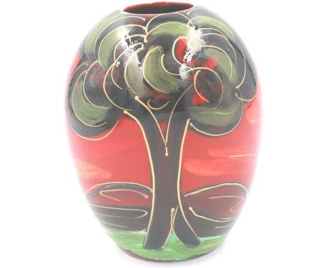 Anita Harris vase in the deco tree pattern, signed in gold, H; 15 cm, no cracks or chips. P&amp;P Group 1 (£14+VAT for the fi