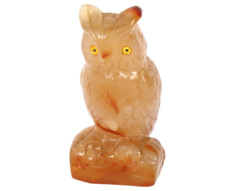 A jade carved study of an owl, H7.5cmGood overall condition, just some signs of surface wear 