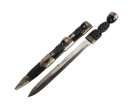 A large reproduction Scottish dirk, with knife and fork, length 51cmGood overall condition, just some light surface wear and 