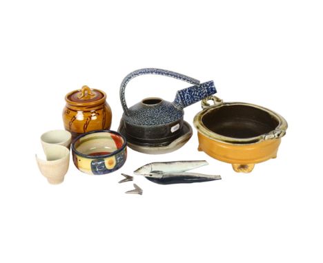 A collection of Studio pottery, including a Walter Keeler teapot (A/F) 
