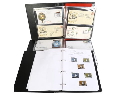 3 albums of British stamps, Queen Elizabeth commemoratives, First Day Covers etc 