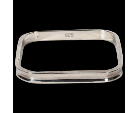 A .925 sterling silver square bangle, diameter 65mm 