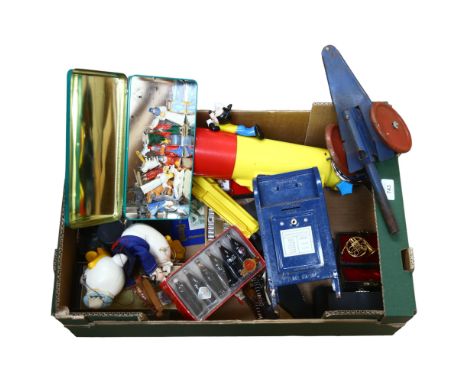 A quantity of Vintage toys, including various miniature instruments in hard cases, an Atlas Editions Elvis Presley Acoustic G