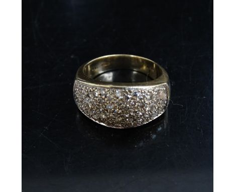 A 9ct gold and diamond panel set ring, 6.8g, ring size N