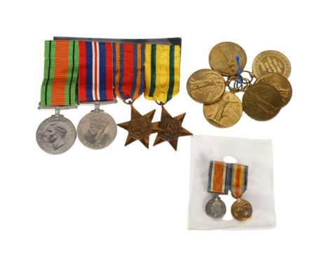 6 World War I Defence medals, named to 166528 Spr. F Pettman R.E, 97890 Dvr. C.F Butler. R.A., GS8012 Pte. J. F. Collins. R.W