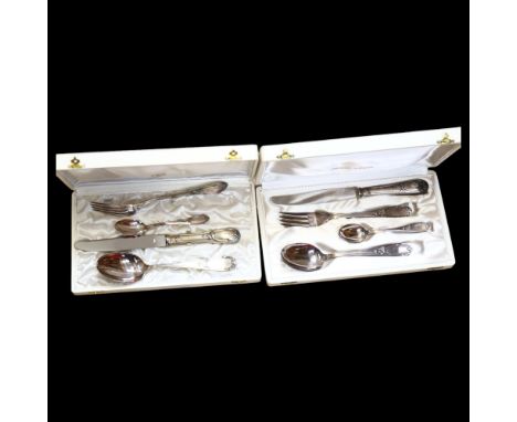 2 cased French presentation sets of cutlery, each comprising knife fork teaspoon and tablespoon 
