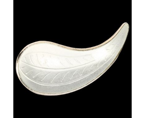 EDELMETAL, NORWAY - a Norwegian silver-gilt and white enamel leaf design brooch, L45.5mm 