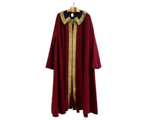 Royal Horse Guards cloak (the Blues), ankle length, with gilt panel to front, blue velvet collar, hook and stud fastening, wi