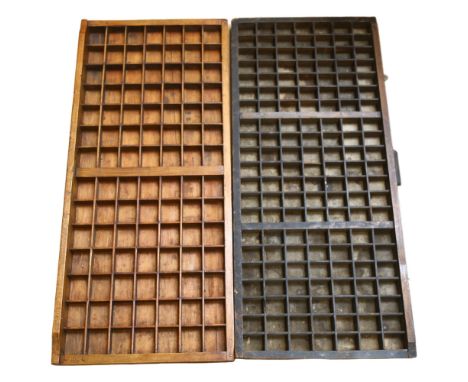 2 Vintage wood printer's trays, L83cm 