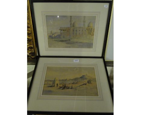 Hamilton Aide, pair of watercolours, North African scenes, signed and dated 1902, 8" x 13", framed.