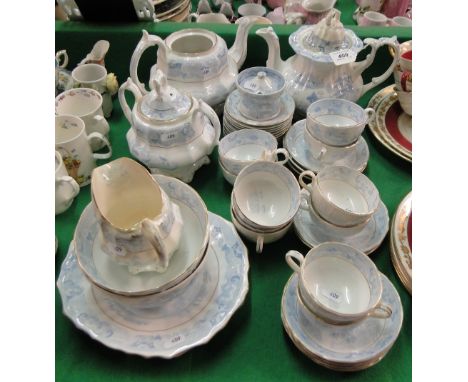 A Victorian tea service with printed decoration.