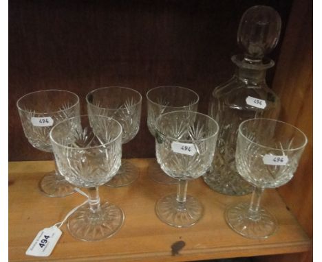 Royal Brierley crystal decanter and matching goblets.