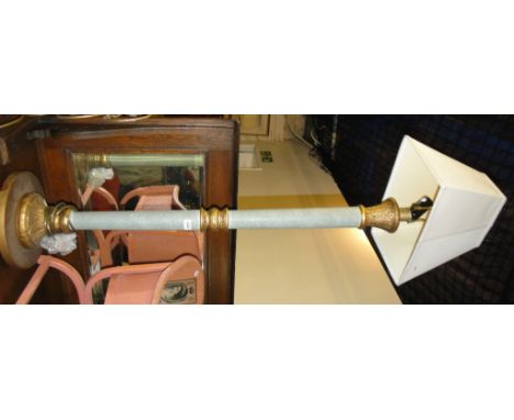 A gilded and marble effect standard lamp and shade.
