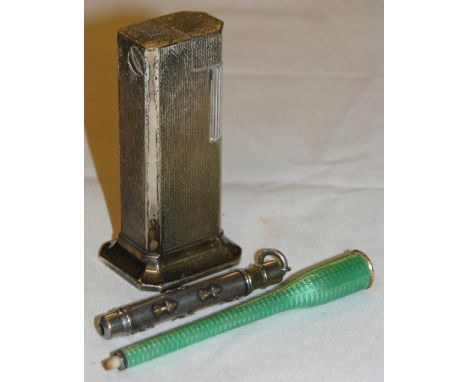 Vintage cigarette lighter, enamel cigarette holder, etc.