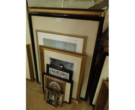Framed Pears print, sampler, etc.