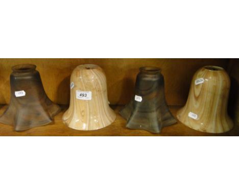 2 Pairs of glass light shades.