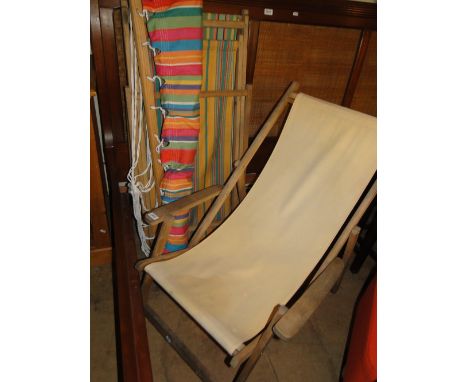 3 Vintage deck chairs and a hammock.