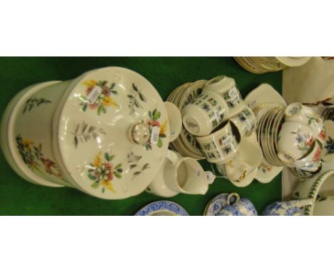 Royal Doulton "Tapestry" teaware and a Grafton china teaset with poppy decoration and a storage jar.