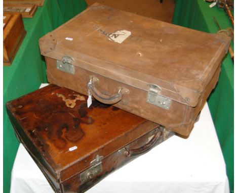 2 Vintage leather suitcases.