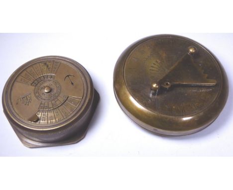 Two brass compass one marked Gilbert the other marked Ross