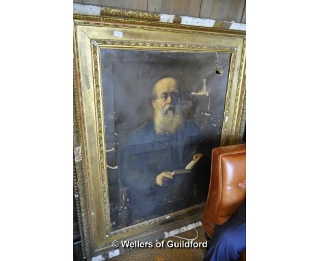 *Large oil on canvas, portrait of John Harrison Foster (1818-1905), first chairman 1890-1904, 102x76cm, canvas and frame in p