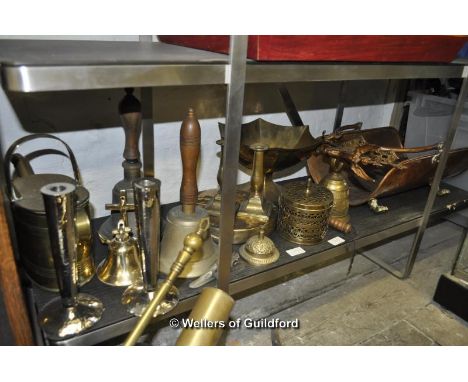 Shelf of brasswares