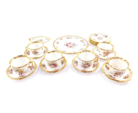 A Hammersley porcelain part tea service decorated in the Lady Patricia pattern, comprising bread plate, spoon dish, six cups,